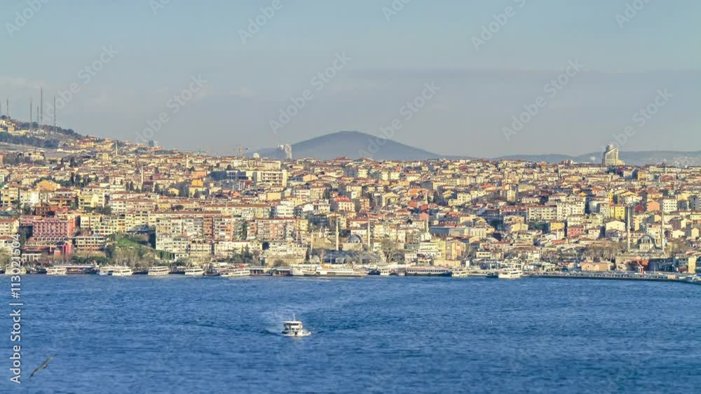 busy boat traffic of boosphoras strait on sunny day busy boat traffic of boosphoras strait on sunny day