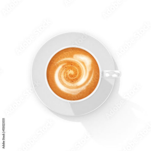 cup of coffee, a top view. 3d illustration