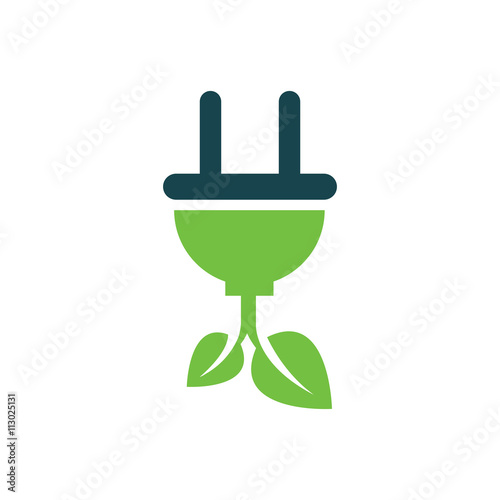 plug and leaf icon vector green