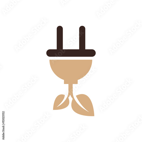 plug and leaf icon vector brown color