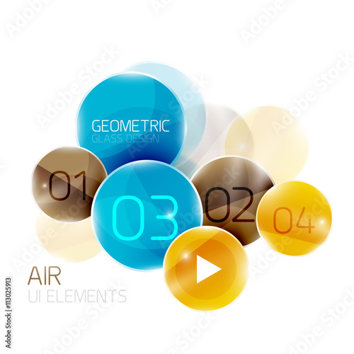 Abstract glass circles with sample text. Option info banner