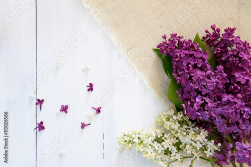Lilac on a wooden background