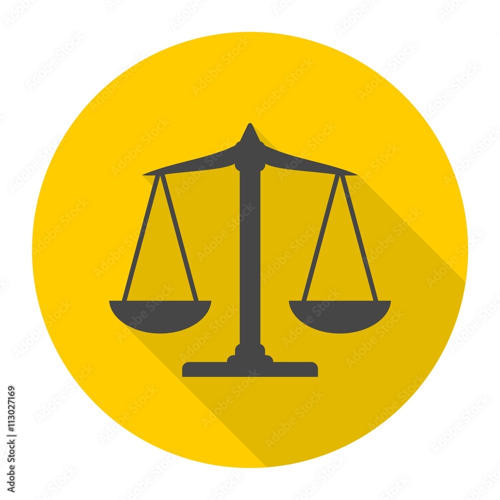 Scales balance icon, Justice Scale Icon with long shadow Scales balance icon, Justice Scale Icon with long shadow