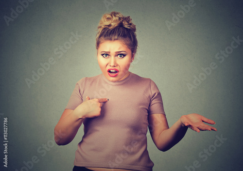 Slika na platnu angry, annoyed woman, getting mad, asking you talking to me, you mean me?