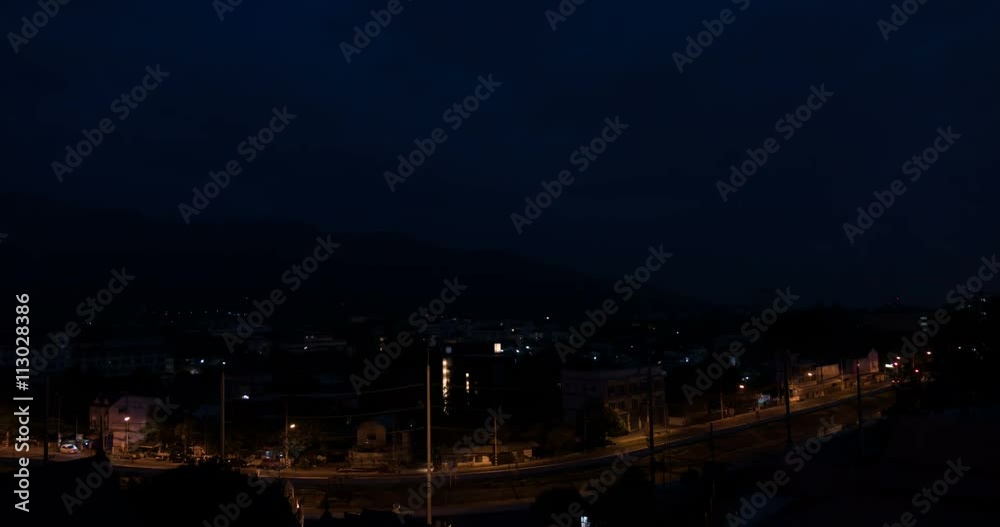 mountain view, cityscape and traffic on road in morning (night to day time lapse) mountain view, cityscape and traffic on road in morning (night to day time lapse)