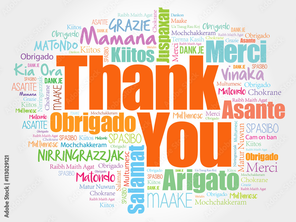 Fototapeta premium Thank You Word Cloud concept background in many languages