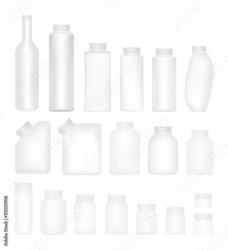 Blank Set of Plastic Packaging Bottles with Cap 