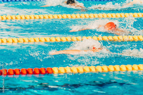 Canvas Print Swimming competition, freestyle race