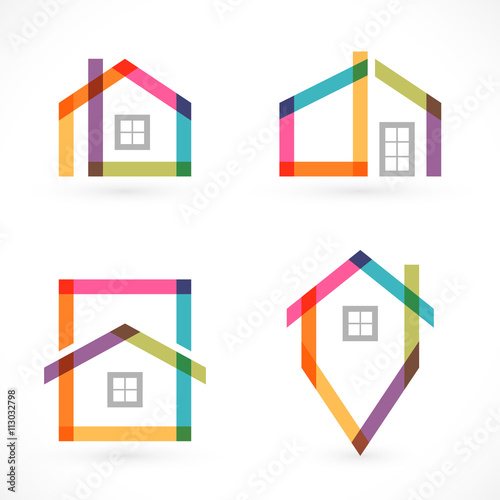 Creative house abstract real estate icons set