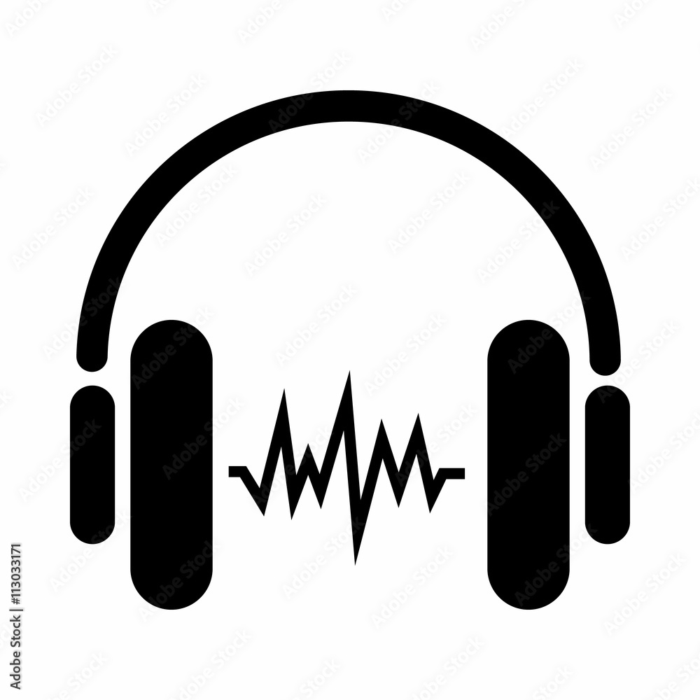 Sound in headphones icon, simple style