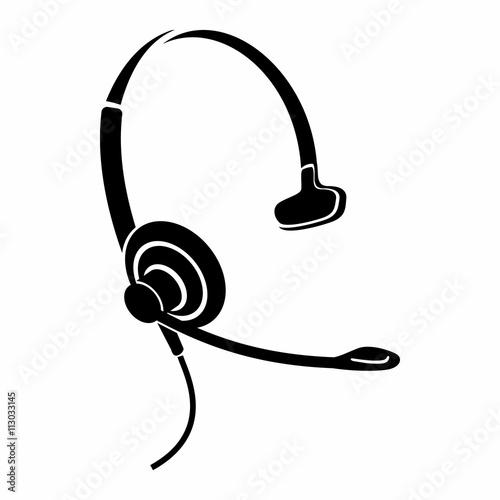 Headphones with microphone icon, simple style