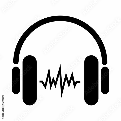 Sound in headphones icon, simple style