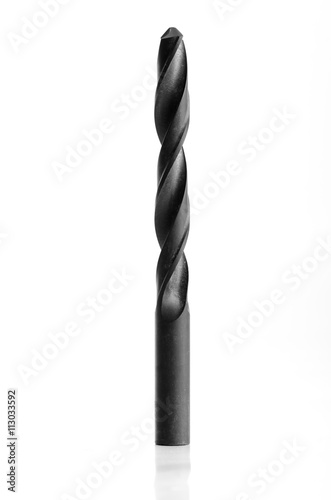 Black drill bit, Steel type isolated on white background