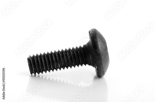 Black screw bolt isolated on white