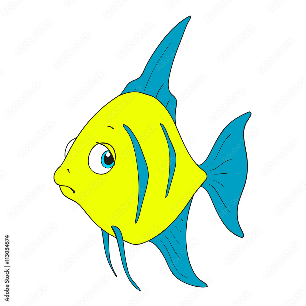 Character sad fish. Vector cartoon fish Stock Vector | Adobe Stock