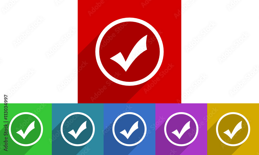 Flat design accept vector icon set Flat design accept vector icon set