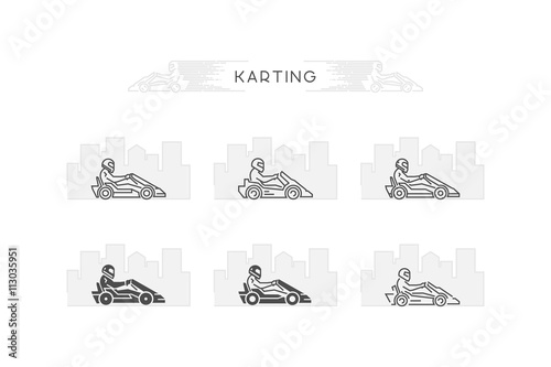 Vector line karting symbol with open path