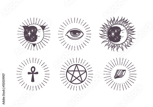 Esoteric symbols vector illustration.