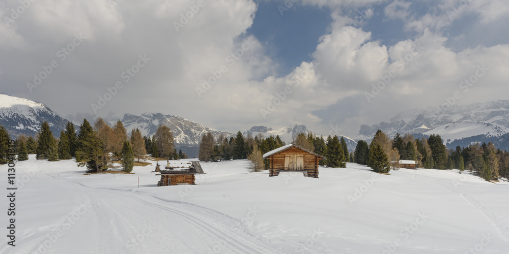 Hütten Seiser Alm Langlaufen Südtirol - nordic skiing  