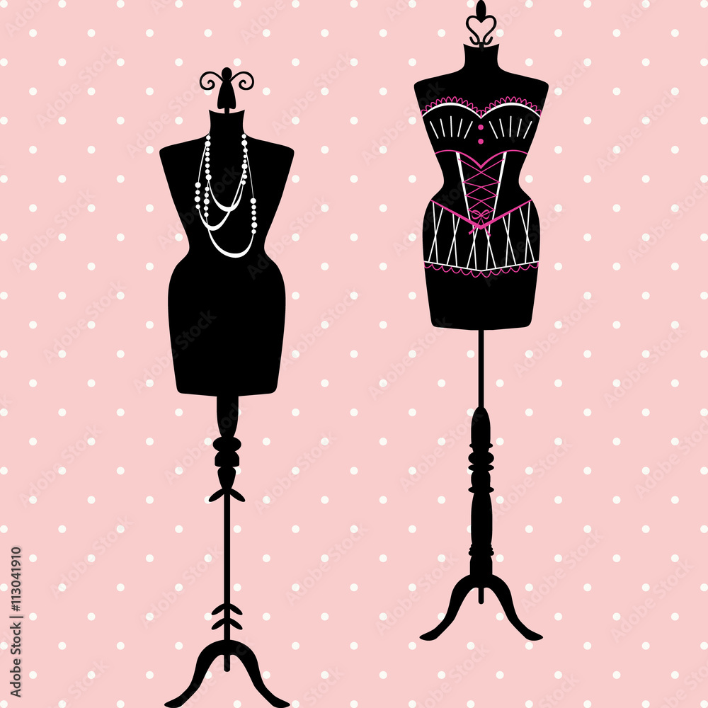 Dress Pink Mannequin Fashion Vector Illustration, Stock vector