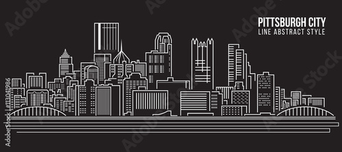 Cityscape Building Line art Vector Illustration design - Pittsburgh City