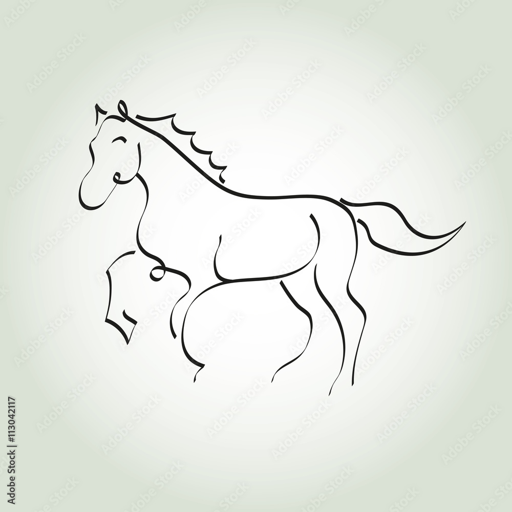 Fototapeta premium Horse minimal line style vector