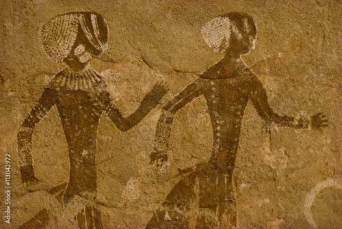 Tassili rock painting, Tanzoumaitak, Algeria photo