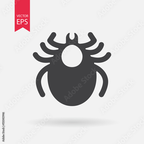 Mite icon vector. Encephalitis tick sign isolated on white background. Flat design. Vector illustration.