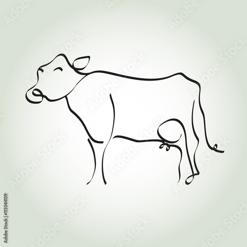 cow simple icon in black lines
