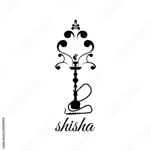 Shisha, black silhouette. Vector hookah illustration