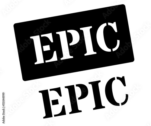 Epic black rubber stamp on white