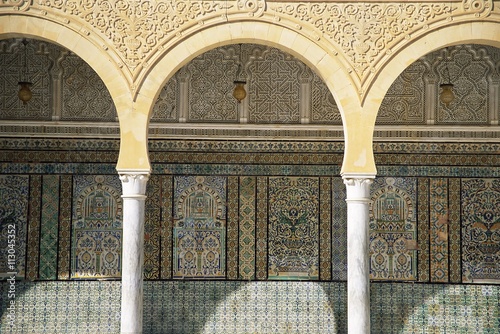 Close-up of arches and decorated walls, Zaouia of Sidi Sahab, Kairouan, Tunisia photo