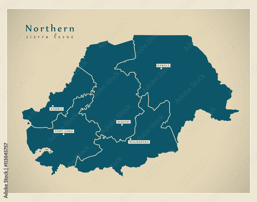 Modern Map - Northern Province Districts SL