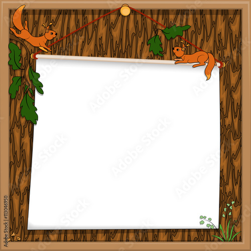 Forest background with squirrels