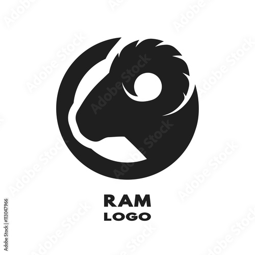 Silhouette of the ram, monochrome logo. photo