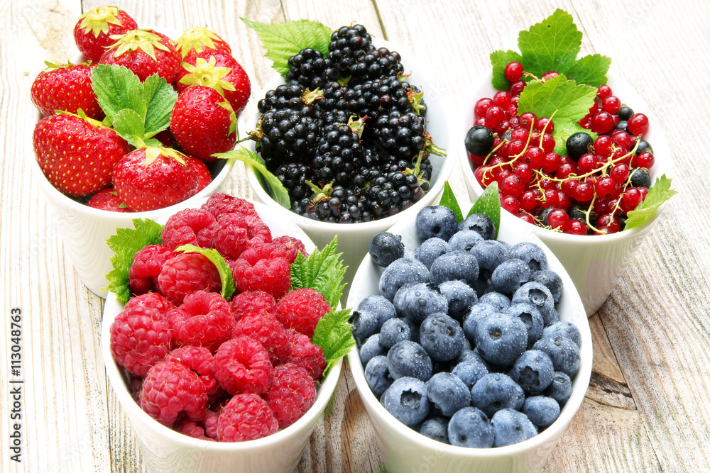 Beerenfrüchte, Erdbeeren, Himbeeren, Berries, Brombeeren, Heidelbeeren