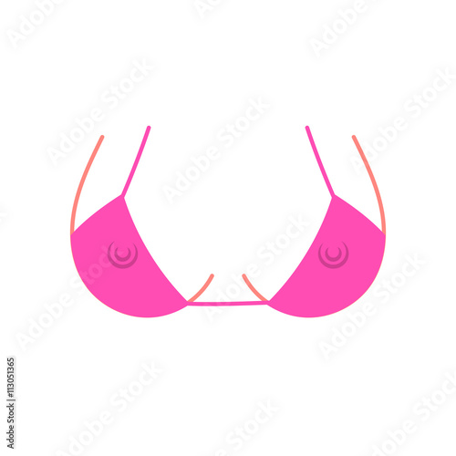 Sexy bust silhouette isolated on white background. Woman erotic breast in bra with silhouette teats. Cartoon fashion model body. Sexual young girl, seductive female. Simple sketch. Vector illustration