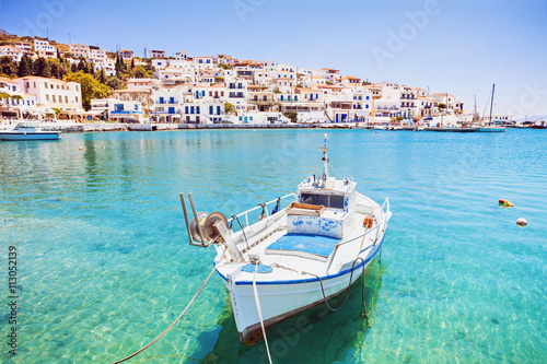 Fototapeta Naklejka Na Ścianę i Meble -  Beautiful view at Batsi village, Andros island, Cyclades, Greece