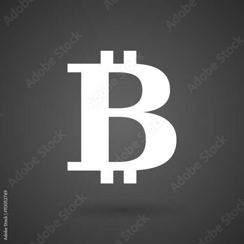 a bit coin sign     white icon on a dark  background
