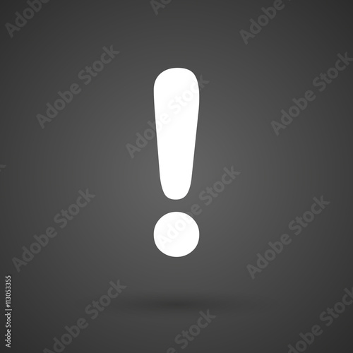 an exclamarion sign white icon on a dark background
