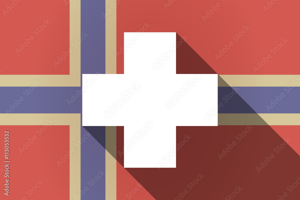 Long shadow Norway flag with a pharmacy sign