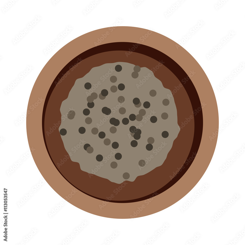 Fototapeta premium Buckwheat plate top view vector illustration.