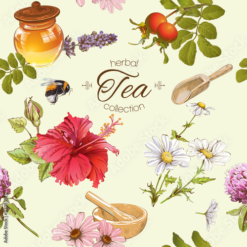 Herbal tea seamles pattern