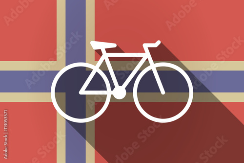 Long shadow Norway flag with a bicycle