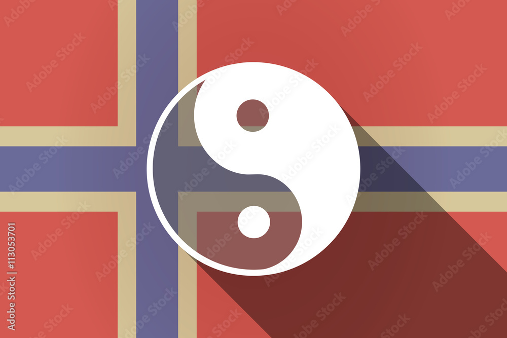 Long shadow Norway flag with a ying yang Long shadow Norway flag with a ying yang