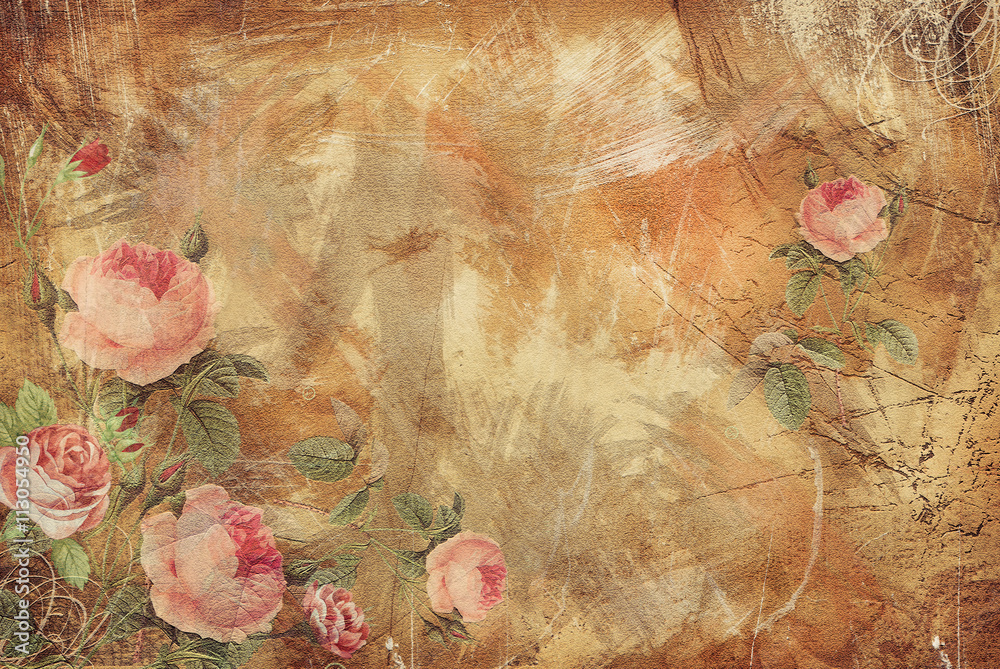 Vintage Background - Floral Old Paper Texture Stock Illustration | Adobe  Stock