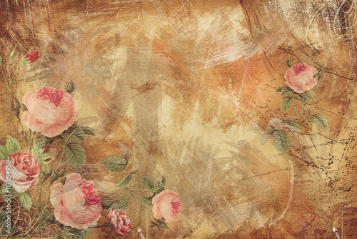 Vintage Background - Floral Old Paper Texture