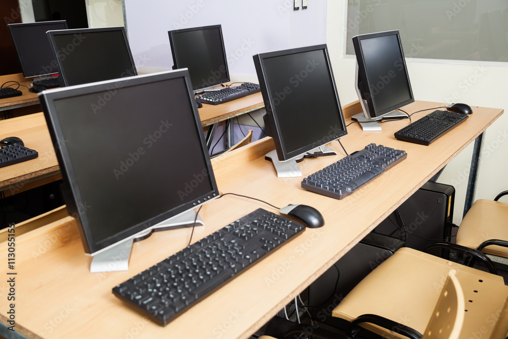 Computers On Desks In Classroom Computers On Desks In Classroom