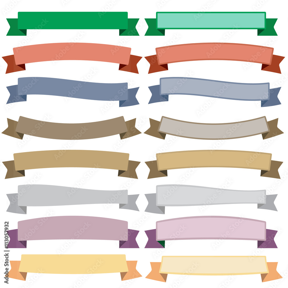 Ribbons and banners on white background