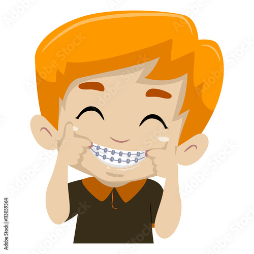 Vector Illustration of Kid Boy showing his Braces